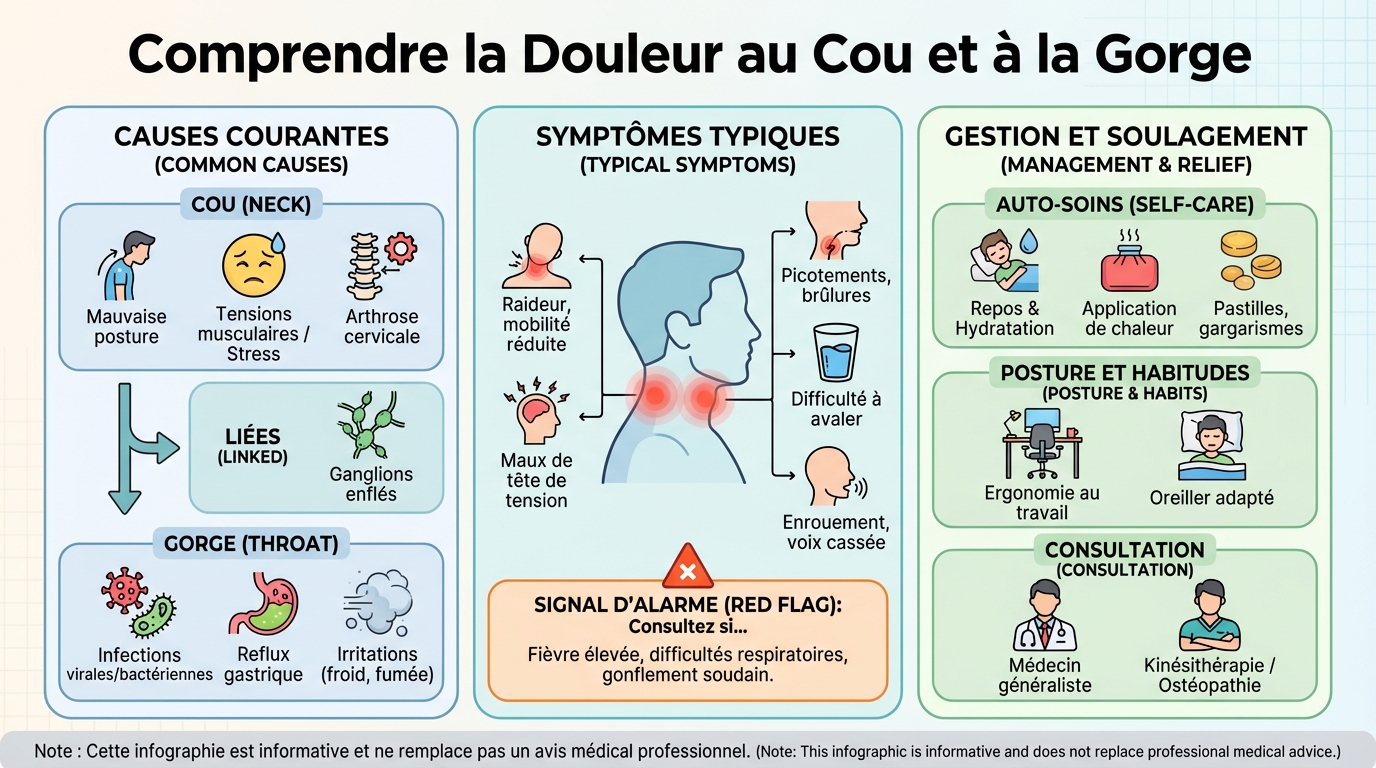 Comprendre la douleur au cou et à la gorge 1 Comment soulager la douleur