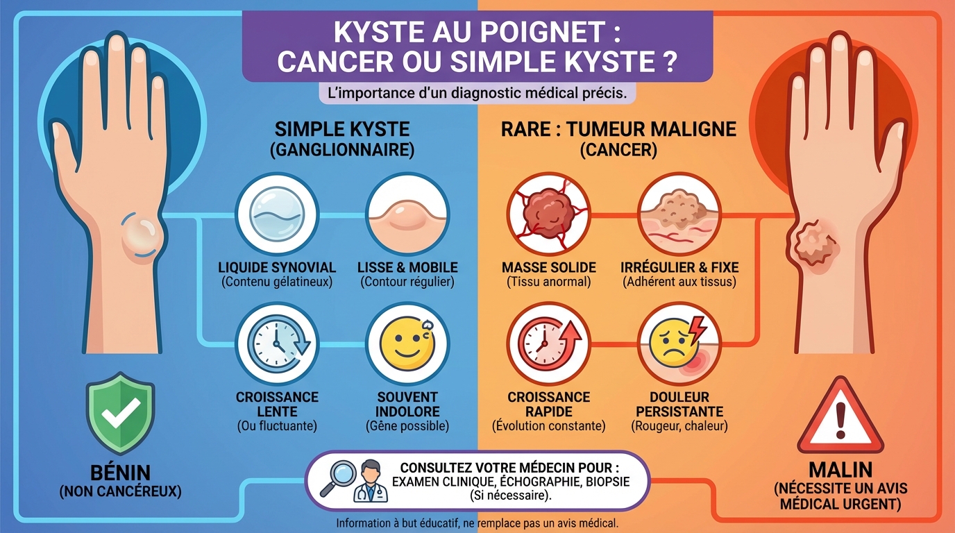 Kyste au poignet et cancer : quelles différences ?