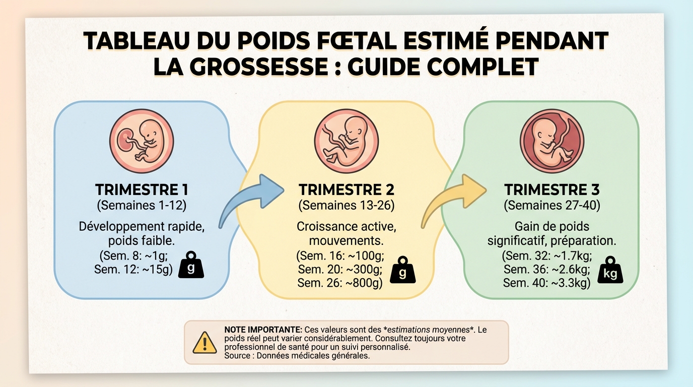 Tableau du poids bébé semaine par semaine
